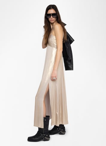 Robe longue en satin métallisé ZADIG&VOLTAIRE Doré